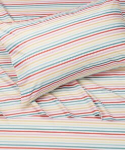 Alternative view of Amazon Basics Kid's Rainbow Stripe Soft Easy-Wash Microfiber Sheet Set, Twin, Multi-Color Rainbow