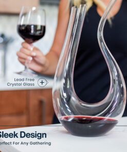 HiCoup Red Wine Decanter with Aerator - 750mL Crystal Glass Wine Carafe and Purifier for Home Bar 23 91jMXwFFO0L