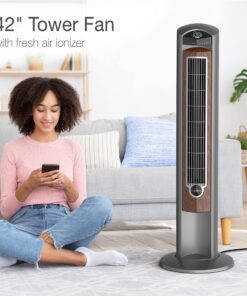 Alternative view of Lasko Wind Curve Portable Electric 42" Oscillating Tower Fan with Fresh Air Ionizer, Timer and Remote Control for Indoor, Bedroom and Home Office Use, Silverwood 2554