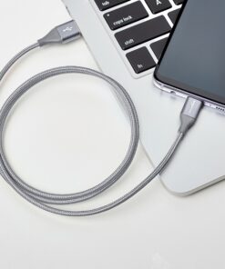 Amazon Basics USB-C to USB-A 2.0 Fast Charger Cable, Nylon Braided Cord, 480Mbps Speed, USB-IF Certified, for Apple iPhone 15, iPad, Samsung Galaxy, Tablets, Laptops, 3 Foot, Dark Gray 3 Feet Type-A 2.0 Dark Grey 12 91jUjotnj0L