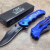 Master Collection Assisted Opening Rescue Tactical Pocket Folding Collection Knife Outdoor Survival Camping Hunting w/ Dragon Design - Blue