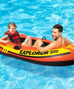 INTEX Explorer Inflatable Boat Series: Dual Air Chambers – Welded Oar Locks – Grab Handles – Bow Rope – Sporty Design Explorer 200 24 91jWLCVLbyL