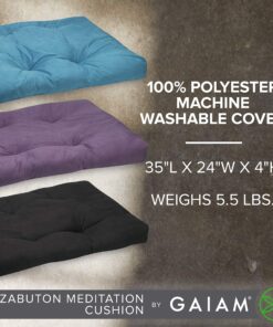 Gaiam Zabuton Meditation Cushion - Yoga Pillow Designed for Comfort During Meditation - Soft and Thick Floor Pillow for Pressure Relief - Machine Washable Cover - 35" L x 24" W x 4" H Black 9 91jY0C8eJSL