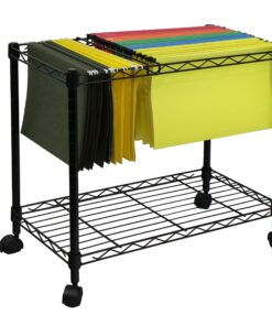 Oceanstar Portable 1-Tier Metal Rolling File Cart, Black,24 in 24 91ja89IzNNL
