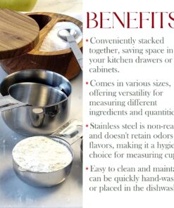 Bellemain One Piece Stainless Steel - Nesting measuring cups for Kitchen for Bakers , Dry - Ml & Oz measuring cup for Liquid, Metal, Set of 6 26 91jcKQv3r6L