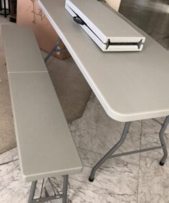 Office Star Resin Furniture for Indoor or Outdoor Use, 3-Piece Set, 2 Folding Benches and 6 Foot Table Bench and Table Set 43 91jceYrMmUL