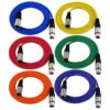 GLS Audio 6ft Patch Cable Cords - XLR Male to XLR Female Color Cables - 6' Balanced Snake Cord - 6 Pack 6 Ft. Multicolored 5 91jiDNX0TBL