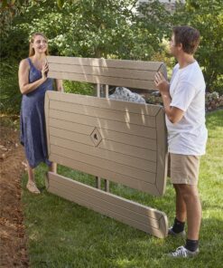 Alternative view of COSCO Outdoor Living 6 ft. Folding Picnic Table, Taupe Wood Grain with Brown Legs