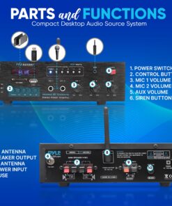Alternative view of PYLE Wireless Bluetooth Karaoke Amplifier Home Car Bus Tours 300 Watts 2 Channel Digital Home Audio PA Receiver System 2 Microphone Input Control, FM Radio, USB,12 Volt Power Option Pyle PFA600BU