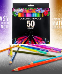 U.S. Art Supply 50 Piece Adult Coloring Book Artist Grade Colored Pencil Set -Vibrant Colors, Smooth Art Drawing, Sketching, Shading, Blending - Fun Activities for Kids, Students, Adults, Beginners 50 Pencil Set 24 91jvd7DNTUL