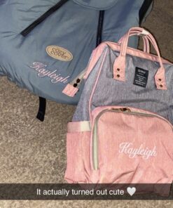 QIMIAOBABY Diaper Bag Backpack,Waterproof Multifunctional Large Travel Nappy Changing Bags… (Pink with gray) Pink With Gray 55 91jwatDoy0L