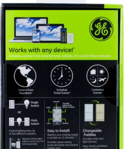 GE Z-Wave Wireless Smart Lighting Control Light Switch, On/Off Paddle, In-Wall, White & Lt. Almond Paddles, Repeater & Range Extender, Zwave Hub Required- Works with SmartThings Wink and Alexa, 12722 Previous Gen. Switch 18 91jyN9RG3gL