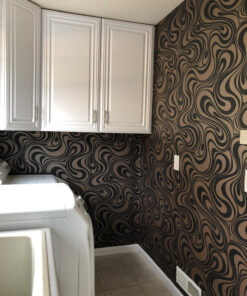 Q QIHANG Modern Abstract Curve 3D Wallpaper Roll Mural Papel De Parede Flocking for Striped Black Brown Color Unpasted Living Room Wall Paper 0.7m x 8.4m=5.88㎡ 42 91k ZCtmogL