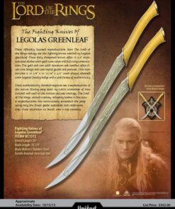 UNITED CUTLERY Lord of the Rings Fighting Knives of Legolas Greenleaf – Officially Licensed, Sharp Stainless Steel Blades, Metal Guard and Pommel – Detailed Replicas for LOTR Fans - 22 3/8” Overall 16 91k9uhGKw L