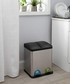 Organize It All Dual Compartment Step-On 8-Gallon (30 liter) Recycling Trash Can, Stainless Steel 23 91kJpF6zG1L 1