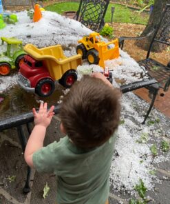 Amazon Basics Toy Construction Vehicle Set, Dump Truck and Bulldozer, Indoor/Outdoor, 10-Inch, Pack of 2, Yellow, 10.25" x 12" x 5.75" 77 91kKoAoMXLL