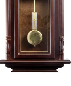Bedford Clock Collection Grand Antique Colonial Chiming Wall Clock with Roman Numerals in a Cherry Oak Finish, 38" L 15 91kTt4n7ldL