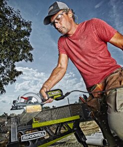 Rockwell 4-1/2” Compact Circular Saw, 5 amps, 3500 rpm, with Dust Port and Starter Kit– RK3441K , Black 36 91kXS2ThAoL