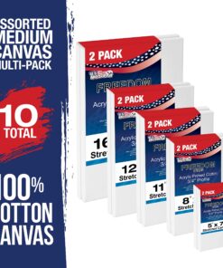 Alternative view of U.S. Art Supply Professional Quality Stretched Canvas, Multipack of 10 Medium Sizes, 2 Each 5x7, 8x10, 11x14, 12x16, 16x20 Inches - 12-Ounce Primed, 3/4", 100% Cotton - Painting, Acrylic Pouring, Oil