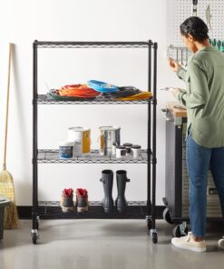 Alternative view of Amazon Basics 4-Shelf Adjustable, Heavy Duty Storage Shelving Unit (350 lbs loading capacity per shelf), Steel Organizer Wire Rack, Black, 36" L x 14" W x 54" H No Wheels