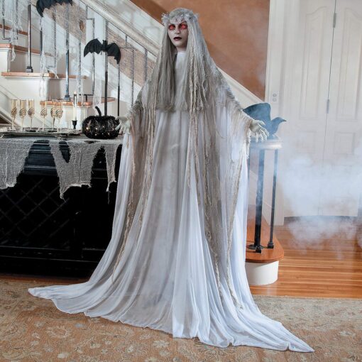 Fun Express Indoor and Outdoor Halloween Decorations - Ransform Your Home Intohaunted House with Our Lifesize Ghost Girl Bride Scary Halloween Decorations, Instill Fear with The Flashing Red Eyes