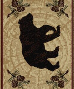 Universal Rugs Black Bear Area Rug, 5'3'' x 7'3'', Brown 5 ft 3 in x 7 ft 3 in 19 91ksg3bg70L
