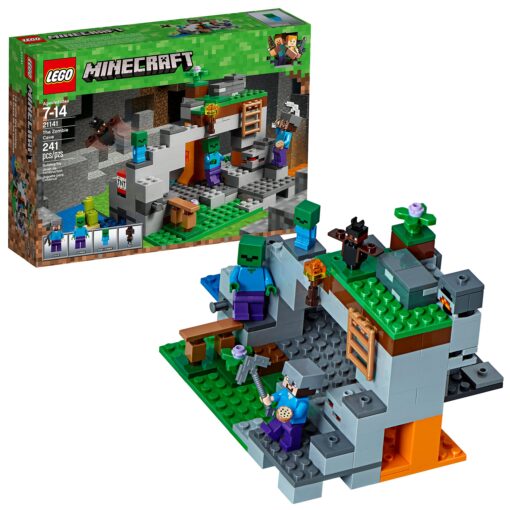 LEGO Minecraft The Zombie Cave 21141 Building Kit with Popular Minecraft Characters Steve and Zombie Figure, separate TNT Toy, Coal and more for Creative Play for 84 months to 168 months (241 Pieces)