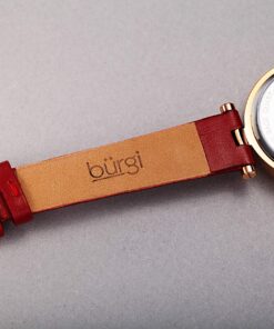 Burgi Diamond Accented Flower Dial Watch - 4 Diamond Hour Markers On Genuine Leather Strap - BUR128 12 91kxpjCdhtL