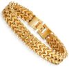 FIBO STEEL Stainless Steel 12MM Two-strand Wheat Chain Bracelet for Men Punk Biker Bracelet,8.0-9.1 inches Gold-tone 8.0 Inches