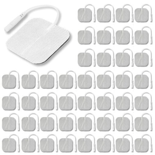 Syrtenty TENS Unit Pads 2"X2" 44 Pcs, 3rd Gen Reusable Latex-Free Replacement Pads Electrode Pads with Upgraded Sticky Electrode Pads Gel and Non-Irritating Design for Muscle Stimulator Electrotherapy