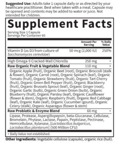 Garden of Life Vitamin D, Vitamin Code Raw D3, Vitamin D 2,000 IU, Raw Whole Food Vitamin D Supplements with Chlorella, Fruit, Veggies & Probiotics for Bone & Immune Health, 60 Vegetarian Capsules 60 Count (Pack of 1) 15 91lF H8WeHL