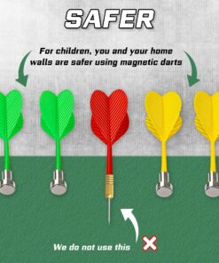 Magnetic Dart Board - 12pcs Magnetic Darts (Red Green Yellow) - Excellent Indoor Game and Party Games - Magnetic Dart Board Toys Gifts for 5 6 7 8 9 10 11 12 Year Old Boy Kids 22 91lGn2NRYvL