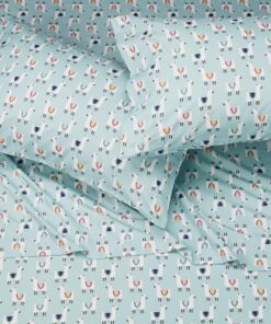 Amazon Basics Kid's Llama Party Soft Easy-Wash Microfiber Sheet Set, Full, Teal Blue Llamas 8 91lOavPYOL