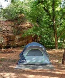 Coleman Skydome Camping Tent, 2/4/6/8 Person Family Dome Tent with 5 Minute Setup, Strong Frame can Withstand 35MPH Winds, Roomy Interior with Extra Storage Included Blue 4-person 53 91lRuswMsTL