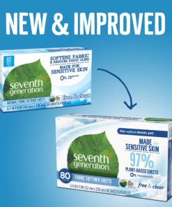 Seventh Generation Fabric Softener Sheets, Free and Clear, 80 Count 17 91lSPcvZG7L