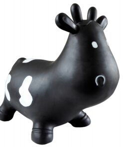 AppleRound Cow Bouncer with Air Pump, Inflatable Space Hopper, Ride-on Bouncy Animal (Black) Black 9 91lUtRLN1ZL