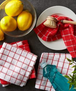 DII Basic Terry Collection Windowpane Dishcloth Set, 12x12, Red, 6 Piece 18 91lVeFgniaL