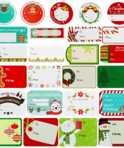 432 Pieces Christmas Sticker Labels, Self Adhesive Christmas Gift Tags for Gift Boxes Envelopes, Santa Snowmen Xmas Tree Reindeer Holiday Decorative Presents Name Labels