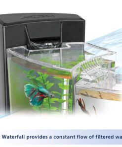 Aqueon Betta Falls 3 Section Aquarium Fish Tank With QuietFlow Power Filtration, Black 40 91lZ1R38cJL
