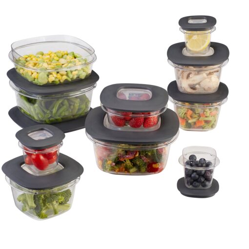 Rubbermaid Premier Easy Find Lids Meal Prep and Food Storage Containers, Set of 10 (20 Pieces Total), Grey |BPA-Free & Stain Resistant