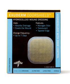 Medline Exuderm Odorshield Hydrocolloid Wound Dressing, 2" x 2" (Pack of 10) 10 91lgHMB4w6L