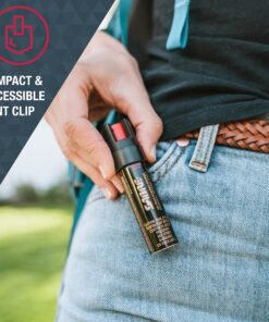 SABRE Advanced Pepper Spray, 3-in-1 Formula Contains Maximum Strength Pepper Spray, CS Military Tear Gas and UV Marking Dye, Compact Belt Clip for Easy Carry and Fast Access, 35 Bursts Black 33 91loCD7k7SL