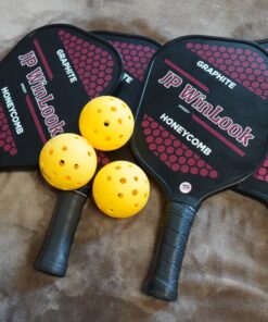JP WinLook Premium Pickleball Paddles Set – Graphite Carbon Fiber/Fiberglass Rackets for Women & Men and Pickleball Balls for Indoor or Outdoor Play. Pickleball Set - Racquets, Pickleballs & Carry Bag USAPA Graphite Red / Red-2 Player Set 31 91lpLuNtrCL 2