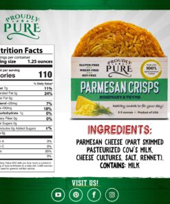 Proudly Pure Parmesan Cheese Crisps - Keto Snacks Zero Carb Crunchy Delicious Healthy 100% Natural Aged Cheesy Parm Crisps Wheat, Soy & Gluten Free Keto Crackers Low Carb Snacks (4 PACK Rosemary Thyme) 2.50 Ounce (Pack of 4) 11 91lq57pgfbL