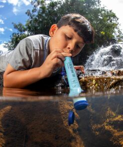 LifeStraw Personal Water Filter for Hiking, Camping, Travel, and Emergency Preparedness Blue 1 Pack 30 91lqgdWqySL