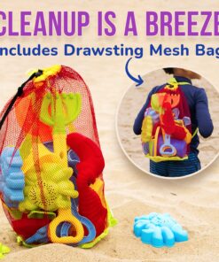 Click N' Play Beach Toys for Kids 3-10 - 18pc Sand Toys Including Sand Buckets for Kids with Sifter, Watering Can, Rake, 4 Hand Tools, 10 Sand Molds & Mesh Beach Toy Bag - Sandbox Toys for Toddlers 18 pc Beach set 22 91m1EshYGVL