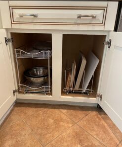 LYNK PROFESSIONAL® Slide Out Cutting Board, Cookie Sheet, and Baking Pan Organizer - Lifetime Limited Warranty - Pull Out Kitchen Cabinet Organizer - 10 inch wide x 21 inch deep - Chrome 33 91m1pKK1BML