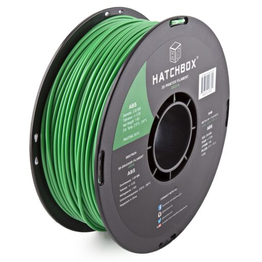 HATCHBOX ABS 3D Printer Filament, Dimensional Accuracy +/- 0.05 mm, 1 kg Spool, 3.00 mm, Green