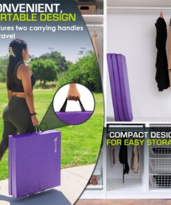 ProsourceFit Tri-Fold Folding Thick Exercise Mat 6’x2’ with Carrying Handles for Tumbling, MMA, Martial Arts, Gymnastics, Stretching, Core Workouts Purple 9 91m4JnSkCeL