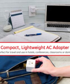 GE 3-Outlet Extender, Grounded Wall Tap, Adapter Spaced, 3-Prong, Multiple Plug, Power Splitter, Cruise Essentials, Use for Home Office School Dorm, UL Listed, White, 58368 1 Pack 3 Outlet | 3-Prong Cube 39 91m4oCC8MEL